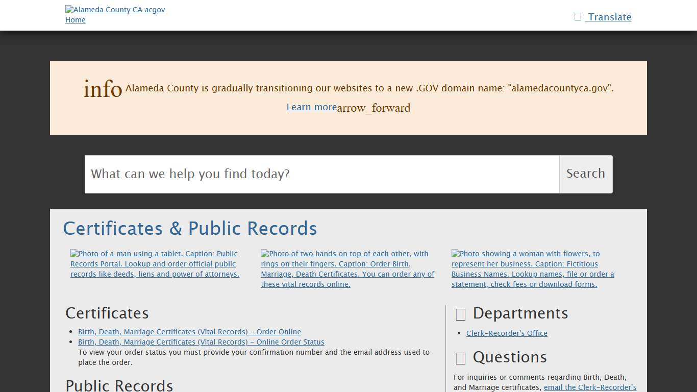 Certificates & Public Records | Alameda County